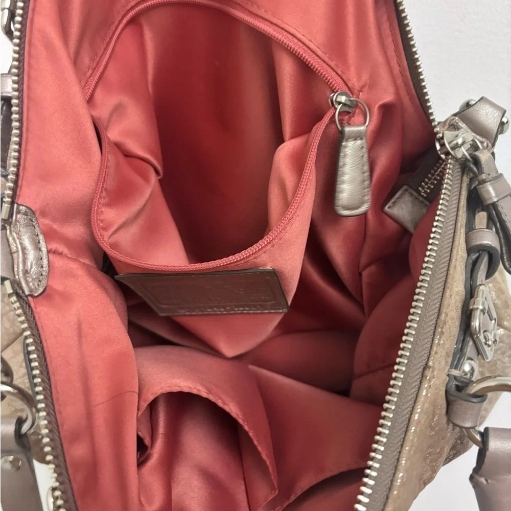 Coach Metallic Tan Leather Hobo Bag